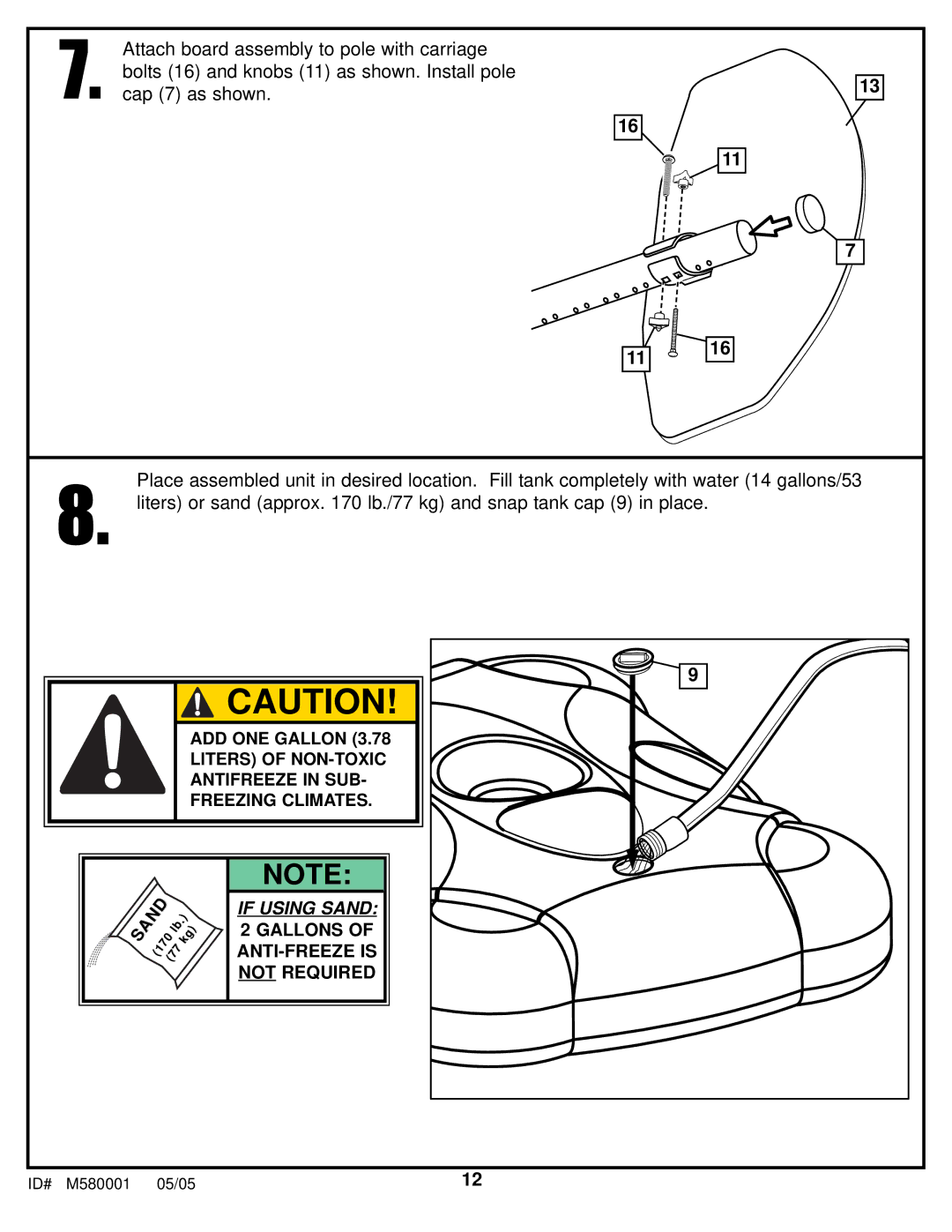 Huffy M580001 manual If Using Sand 