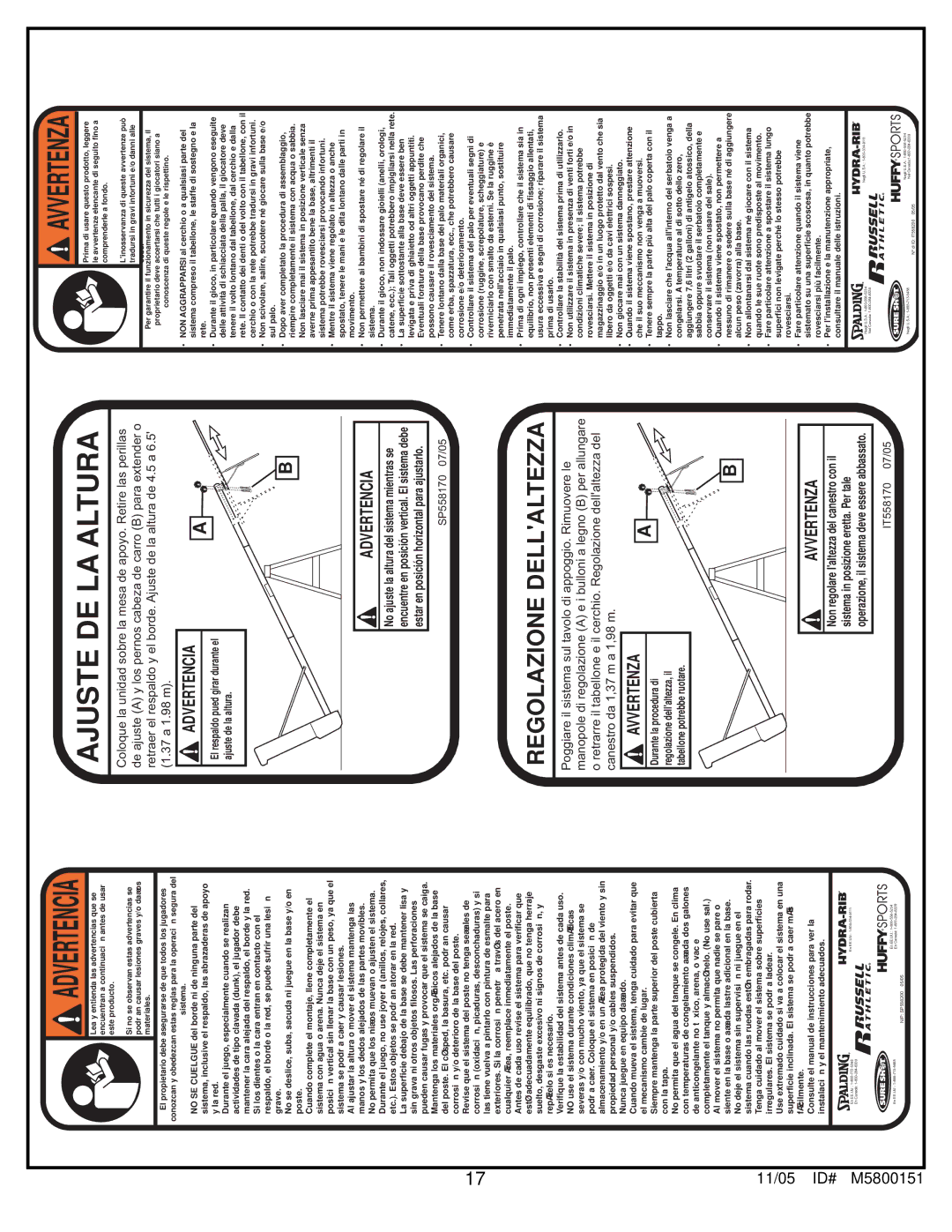 Huffy M5800151 manual Ajuste DE LA Altura 