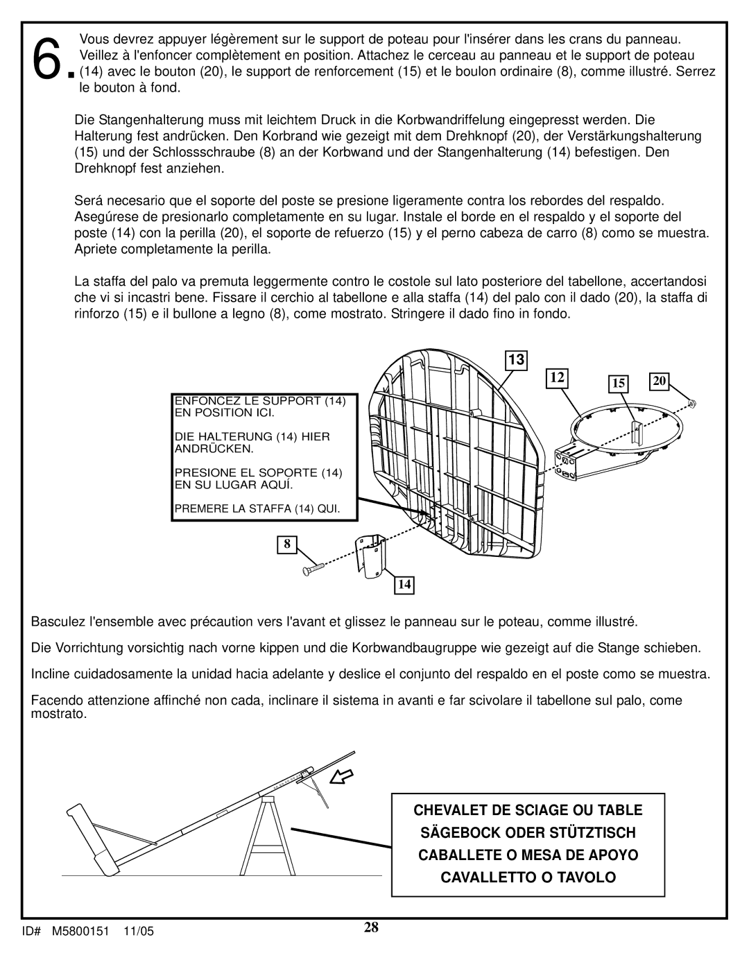 Huffy manual ID# M5800151 11/05 