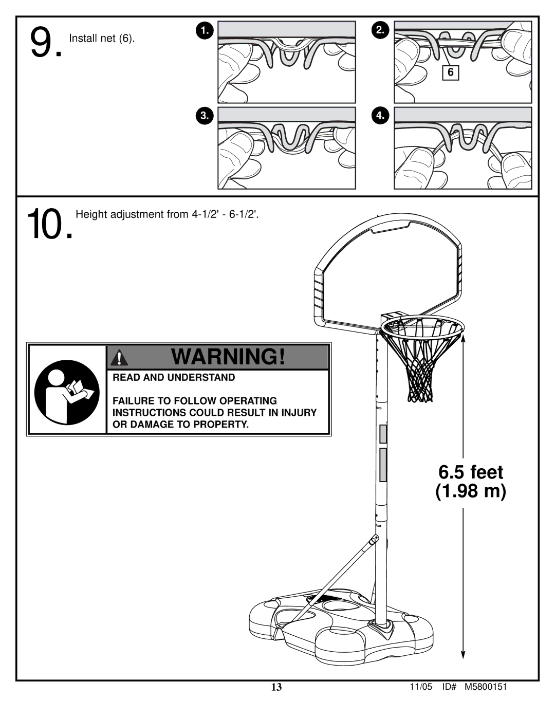 Huffy M5800152 manual Feet 98 m 