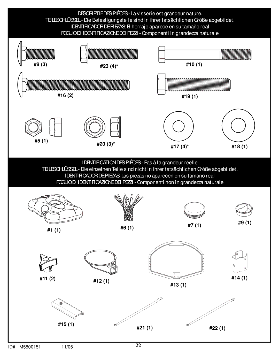 Huffy M5800152 manual #11 #12 #14 #13 #15 #21 #22 