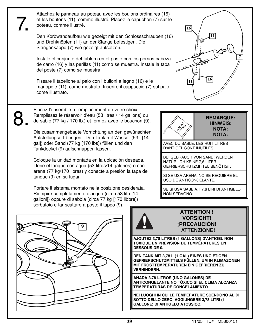 Huffy M5800152 manual Vorsicht, ¡Precaución, Attenzione 