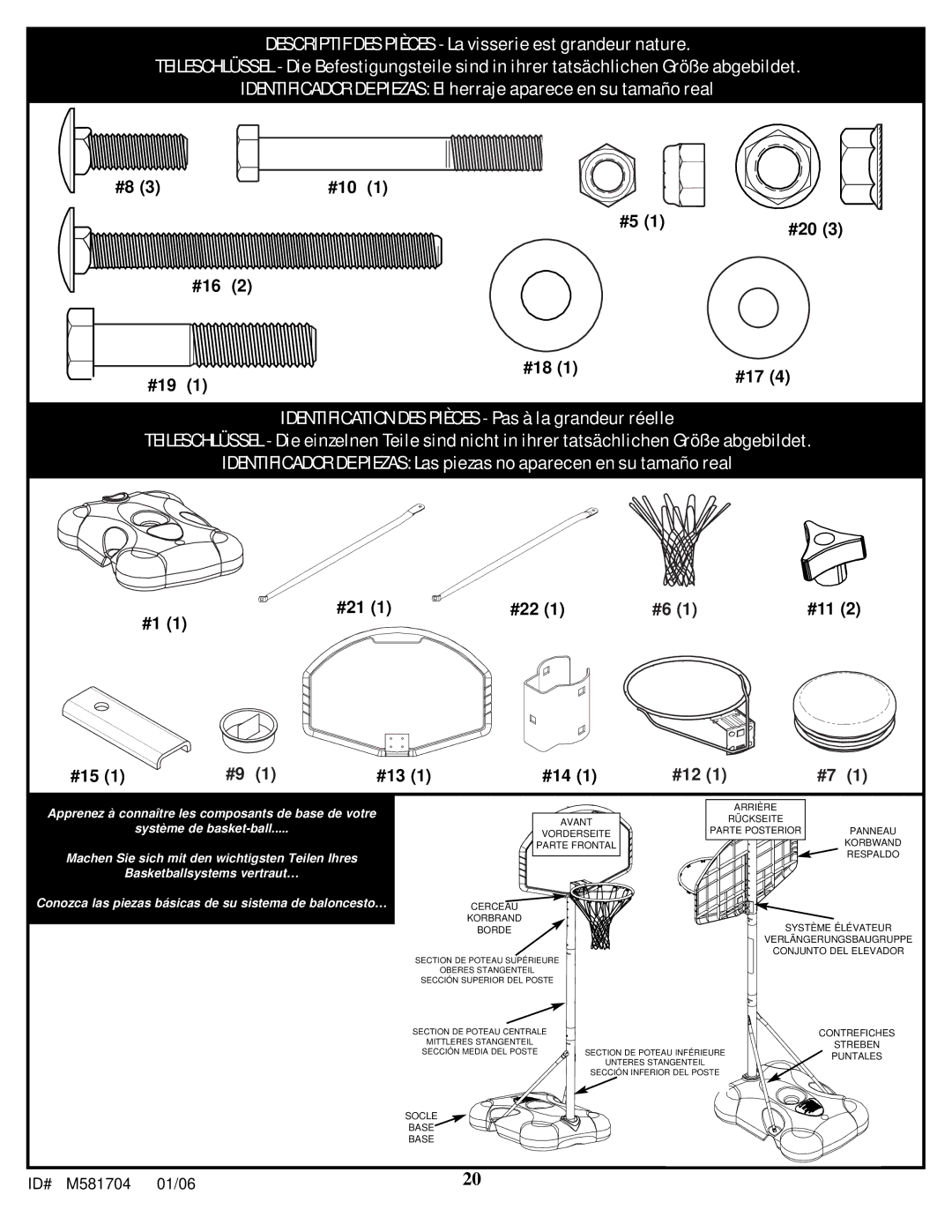 Huffy M581704 manual #16 #19 #10 #20 #18 #17 