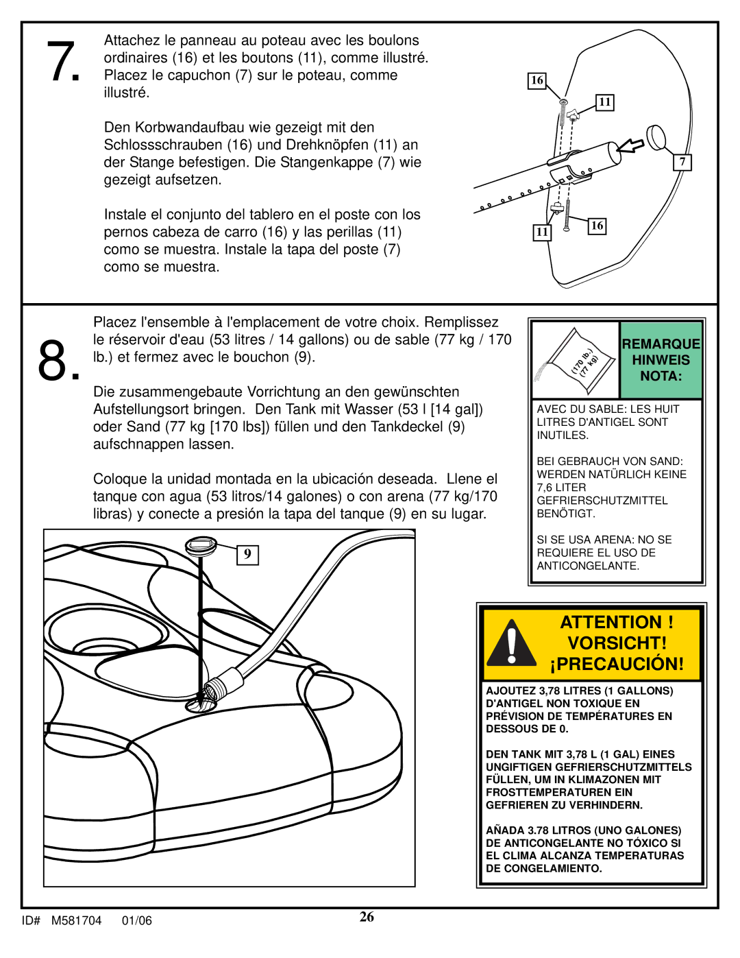 Huffy M581704 manual Vorsicht ¡PRECAUCIÓN 