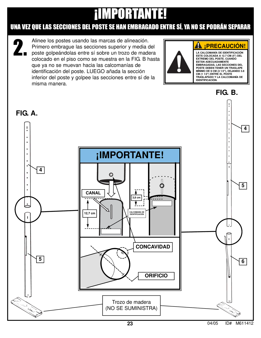 Huffy M611412 manual ¡Importante 