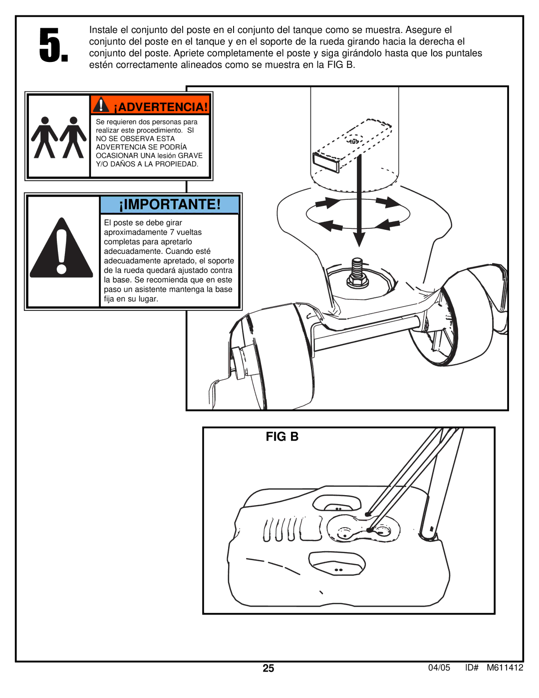 Huffy M611412 manual ¡Importante 