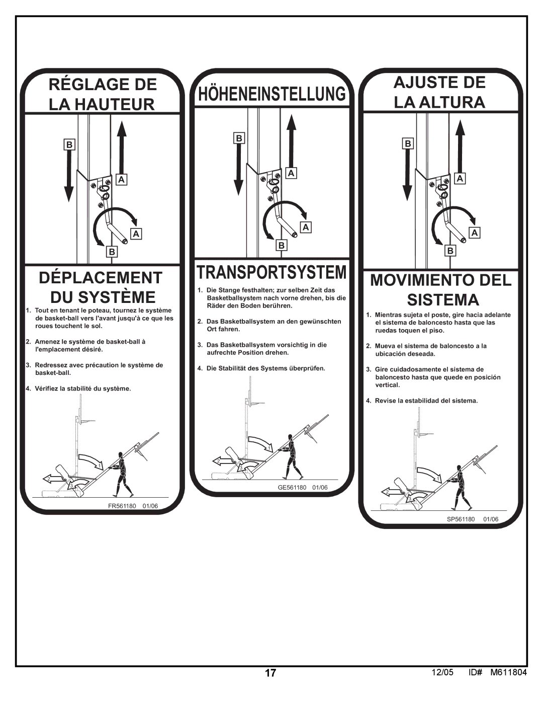 Huffy M611804 manual Réglage DE LA Hauteur 