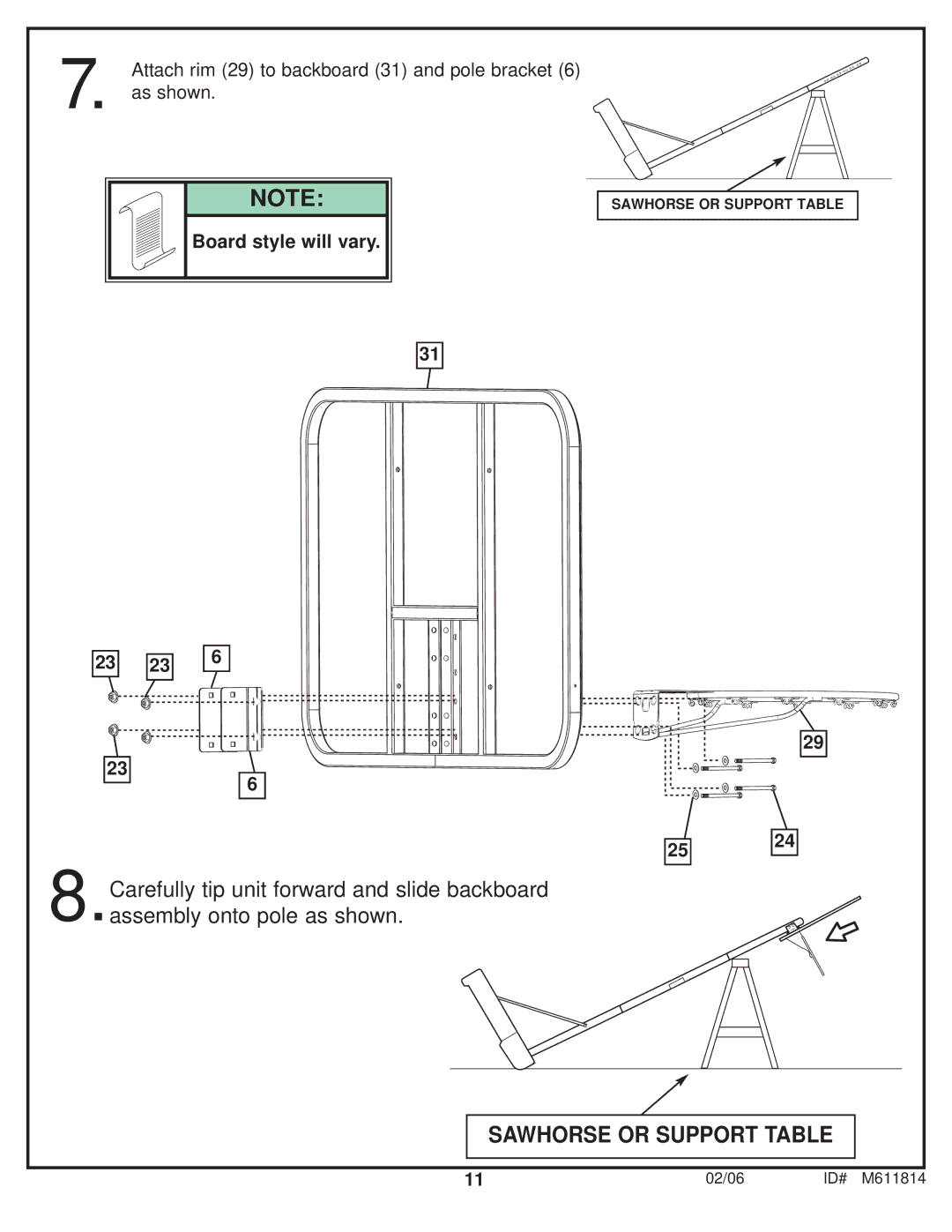 Huffy M611814 manual Sawhorse or Support Table 