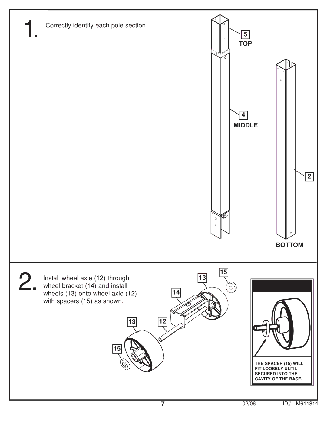 Huffy M611814 manual TOP Middle Bottom 