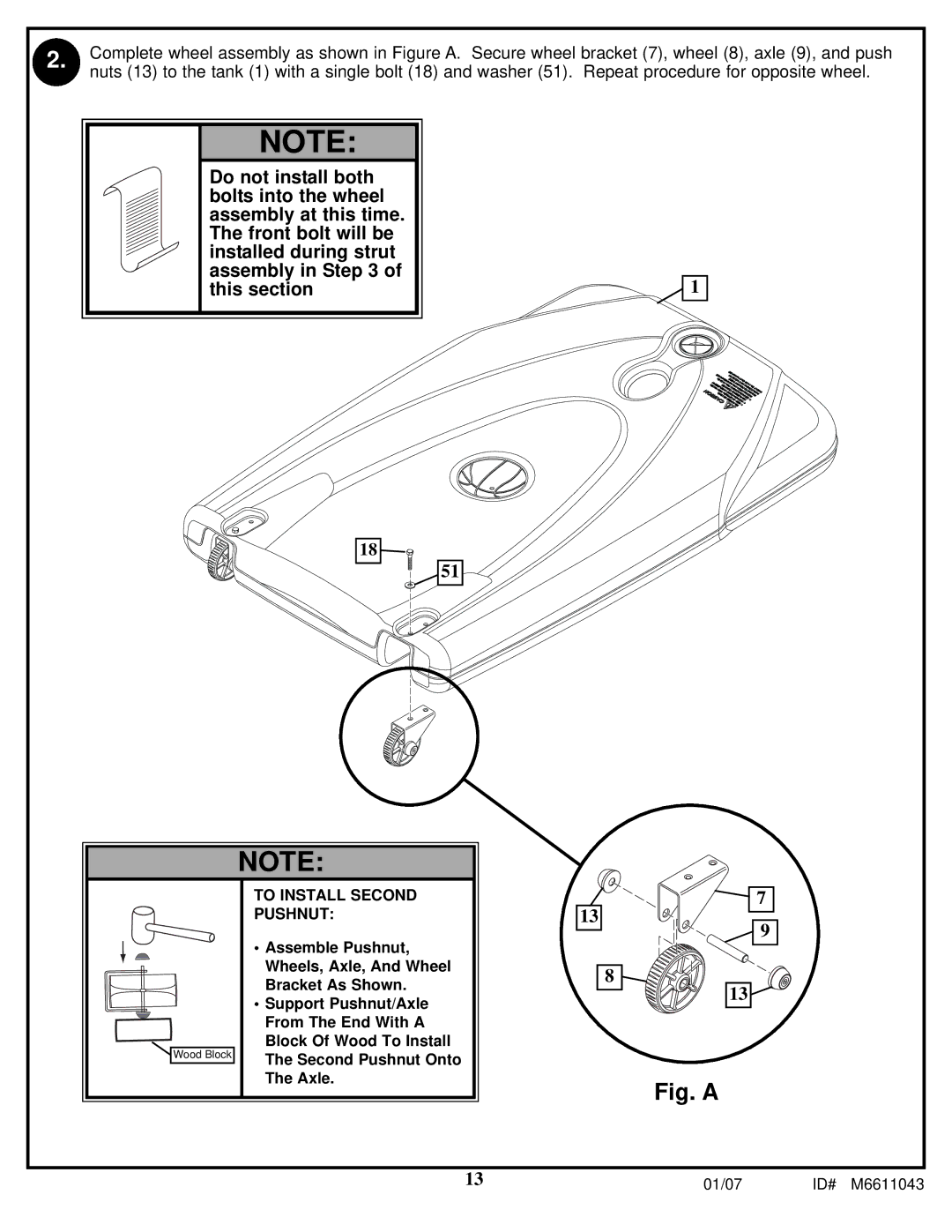 Huffy M6611043 manual Fig. a 