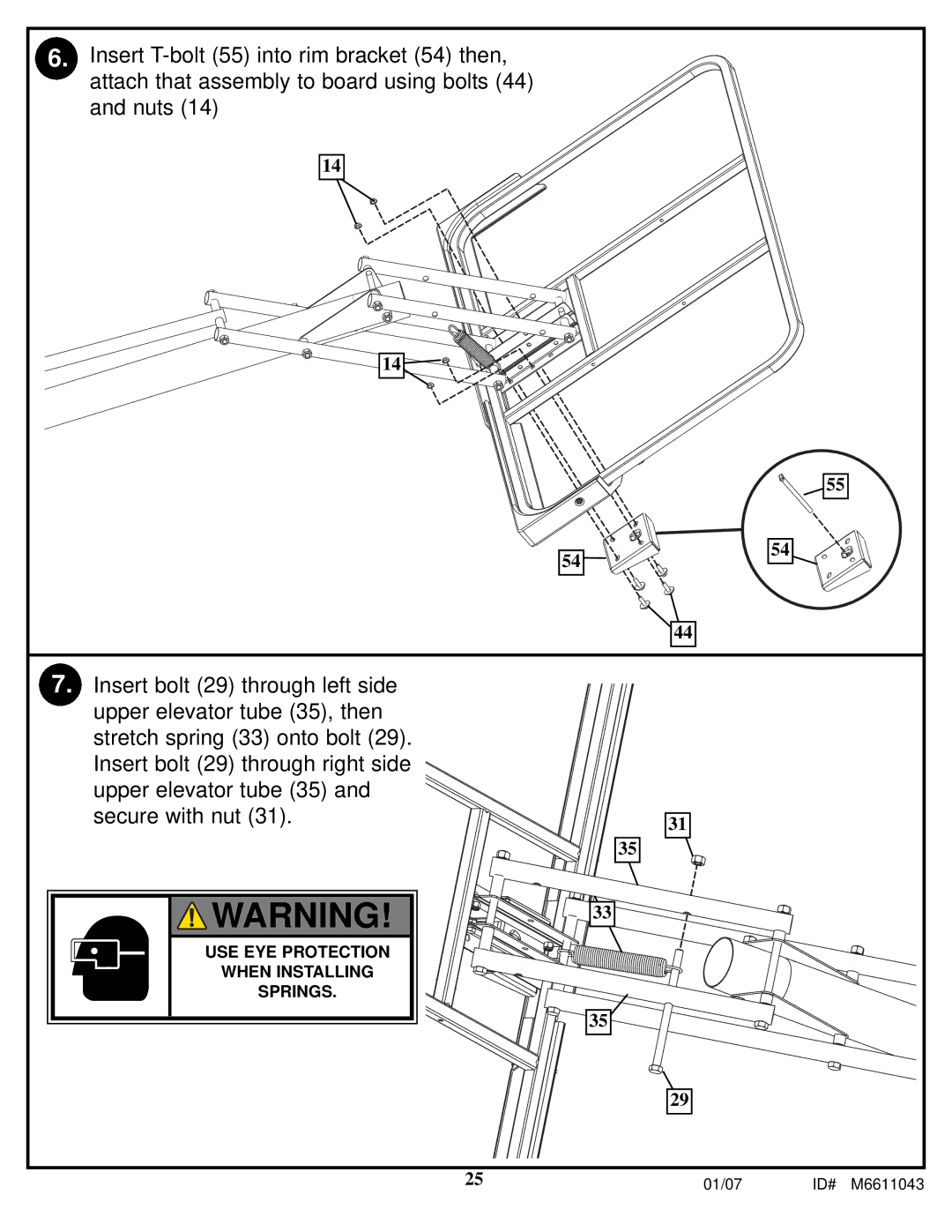 Huffy M6611043 manual USE EYE Protection When Installing Springs 