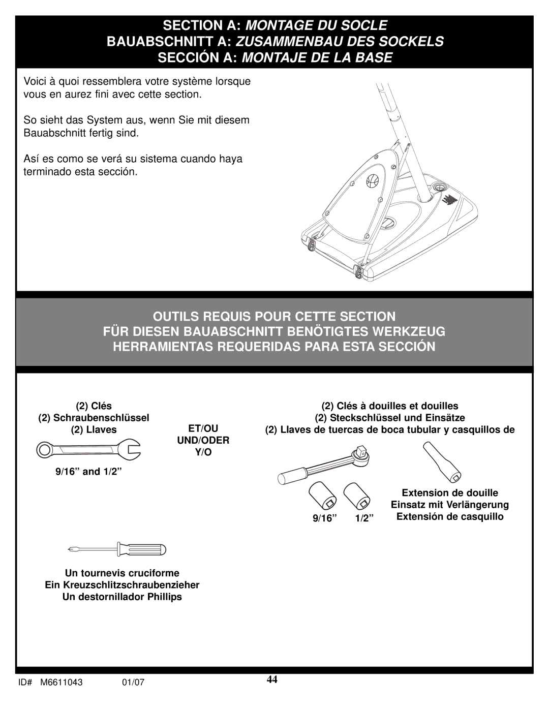 Huffy M6611043 manual Llaves de tuercas de boca tubular y casquillos de 