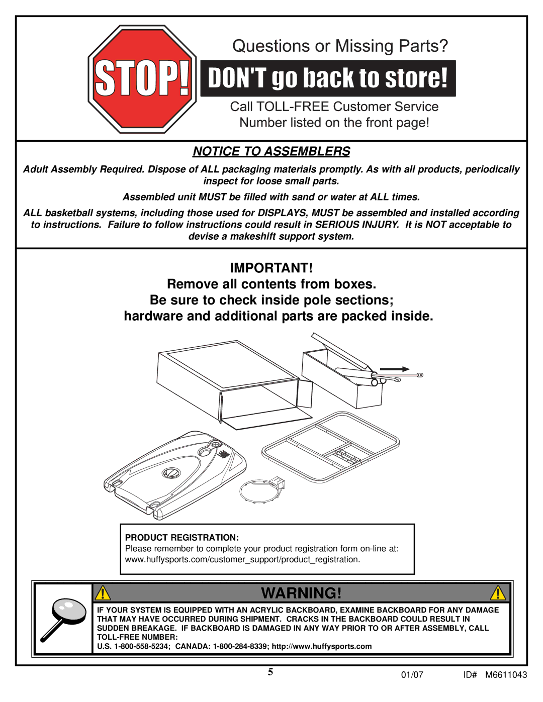 Huffy M6611043 manual Product Registration 