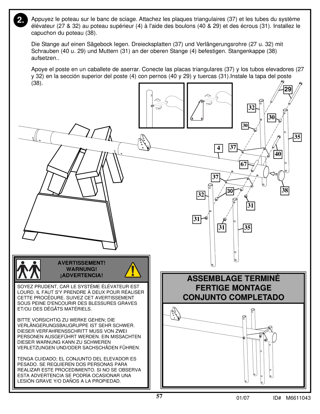 Huffy M6611043 manual Assemblage Terminé 