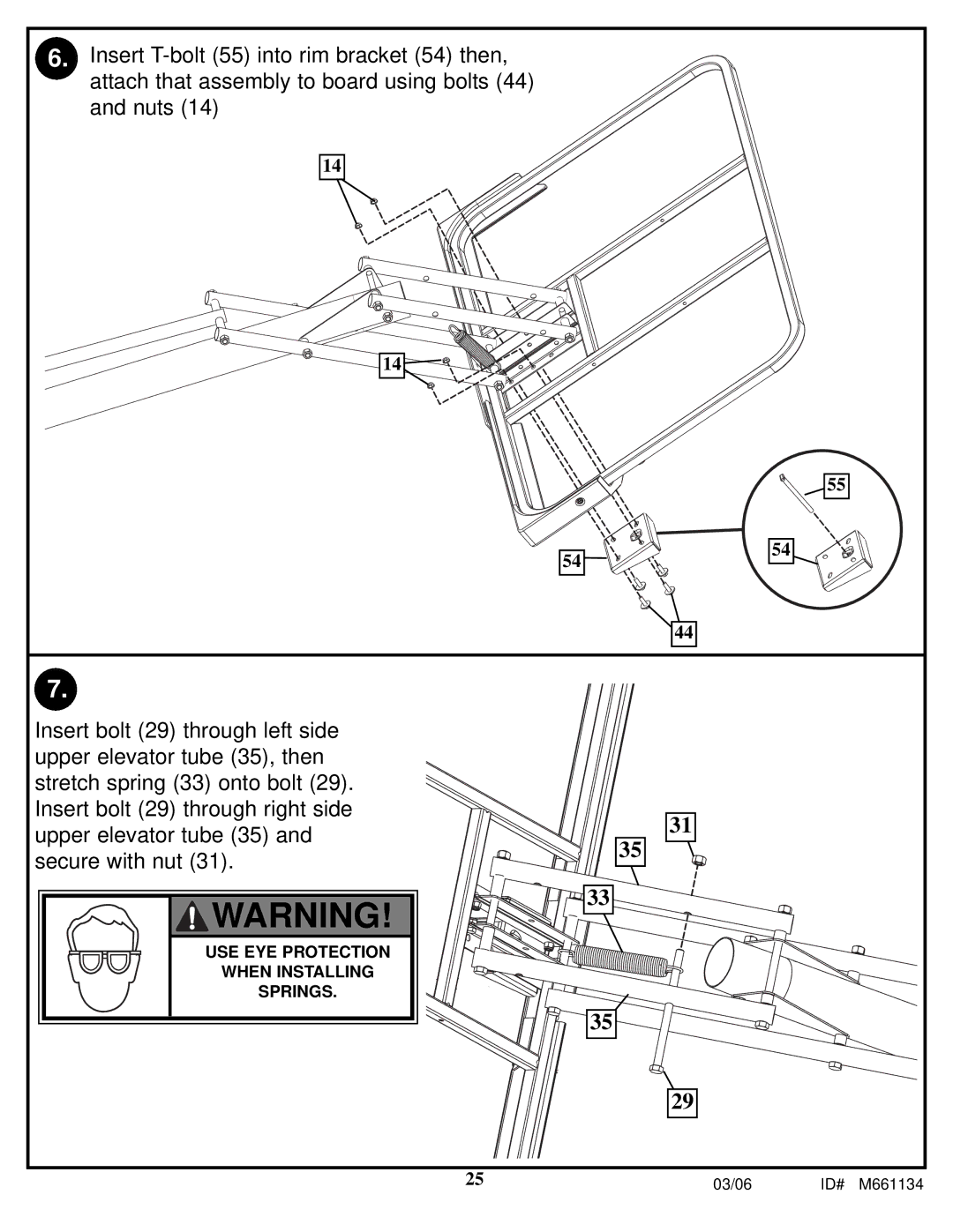 Huffy M6611343, 561000 manual USE EYE Protection When Installing Springs 