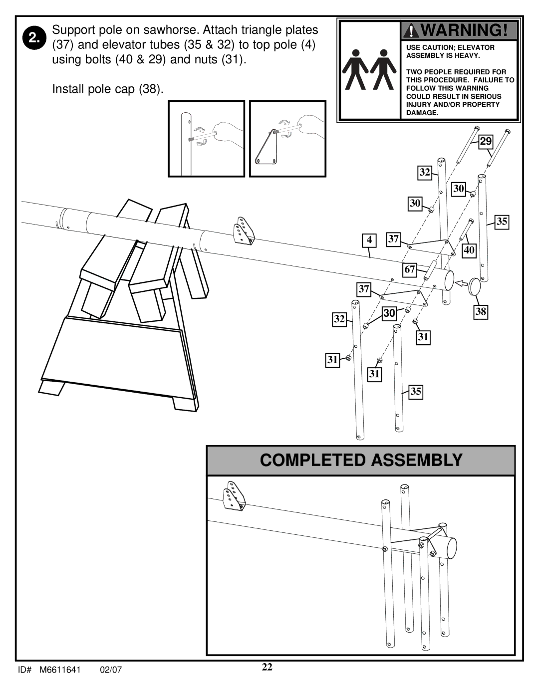 Huffy M6611641 manual Completed Assembly 