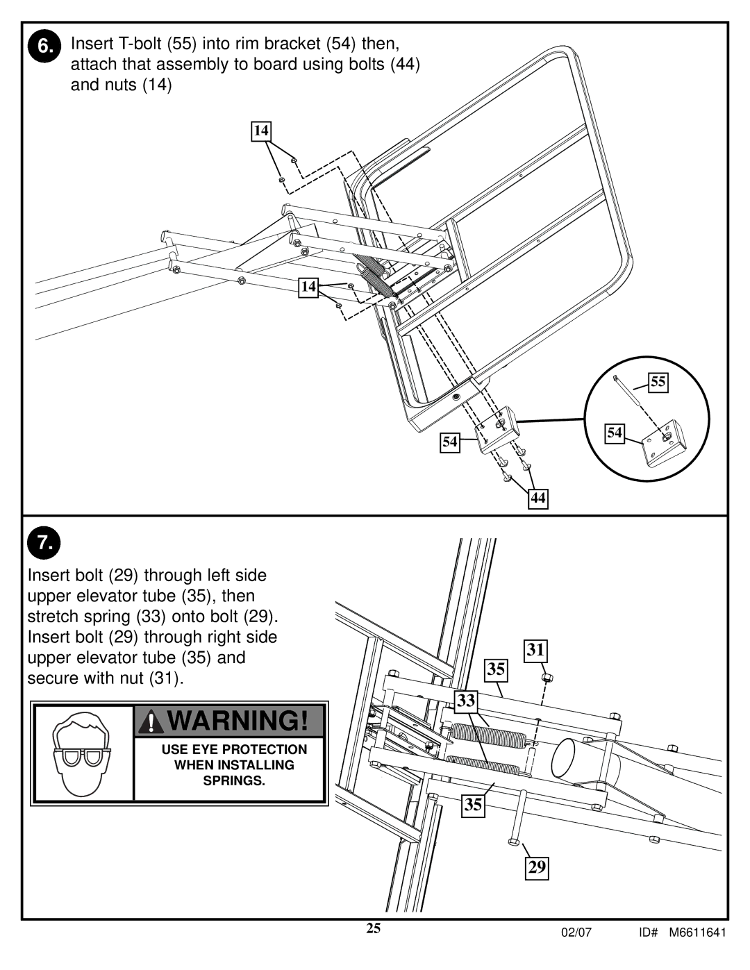 Huffy M6611641 manual USE EYE Protection When Installing Springs 