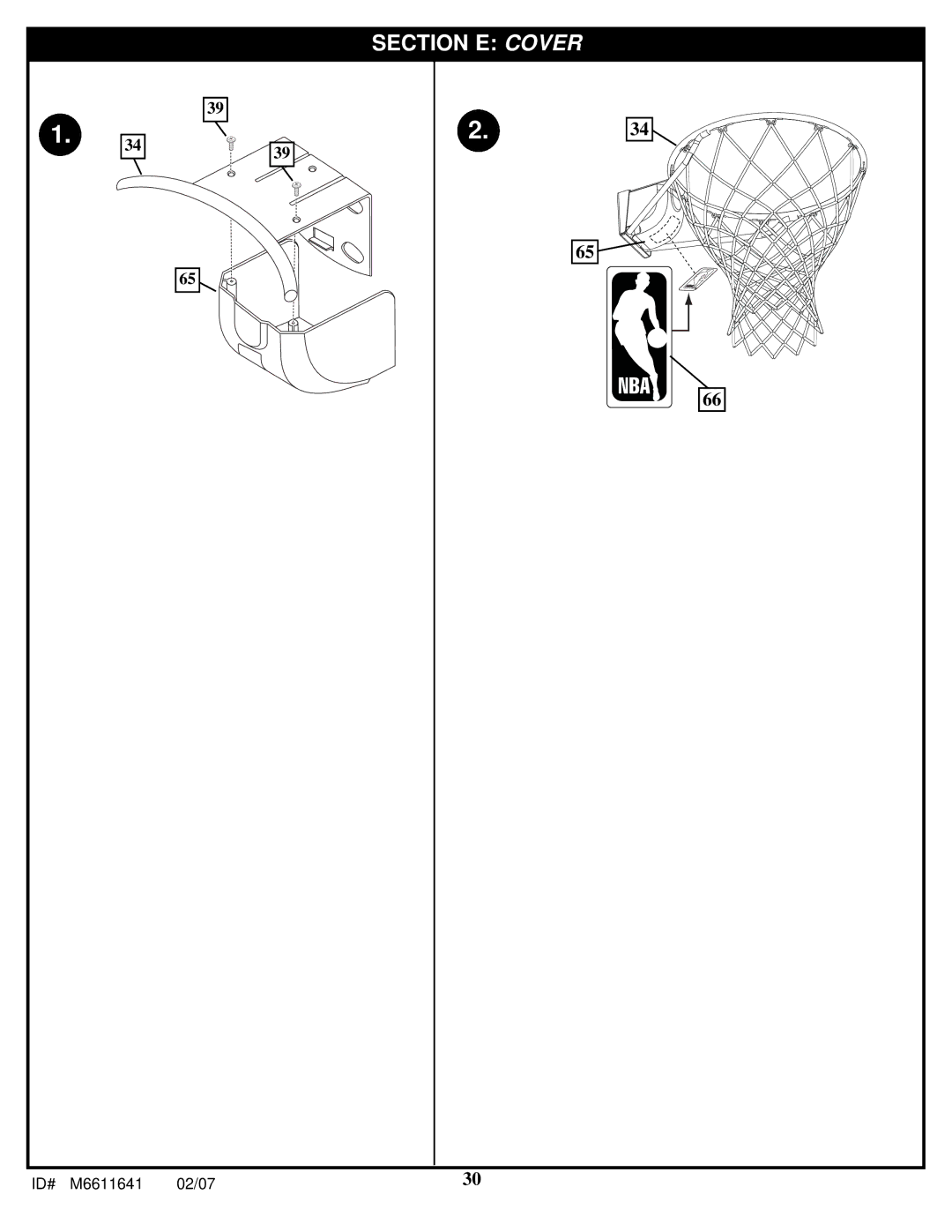 Huffy M6611641 manual Section E Cover 