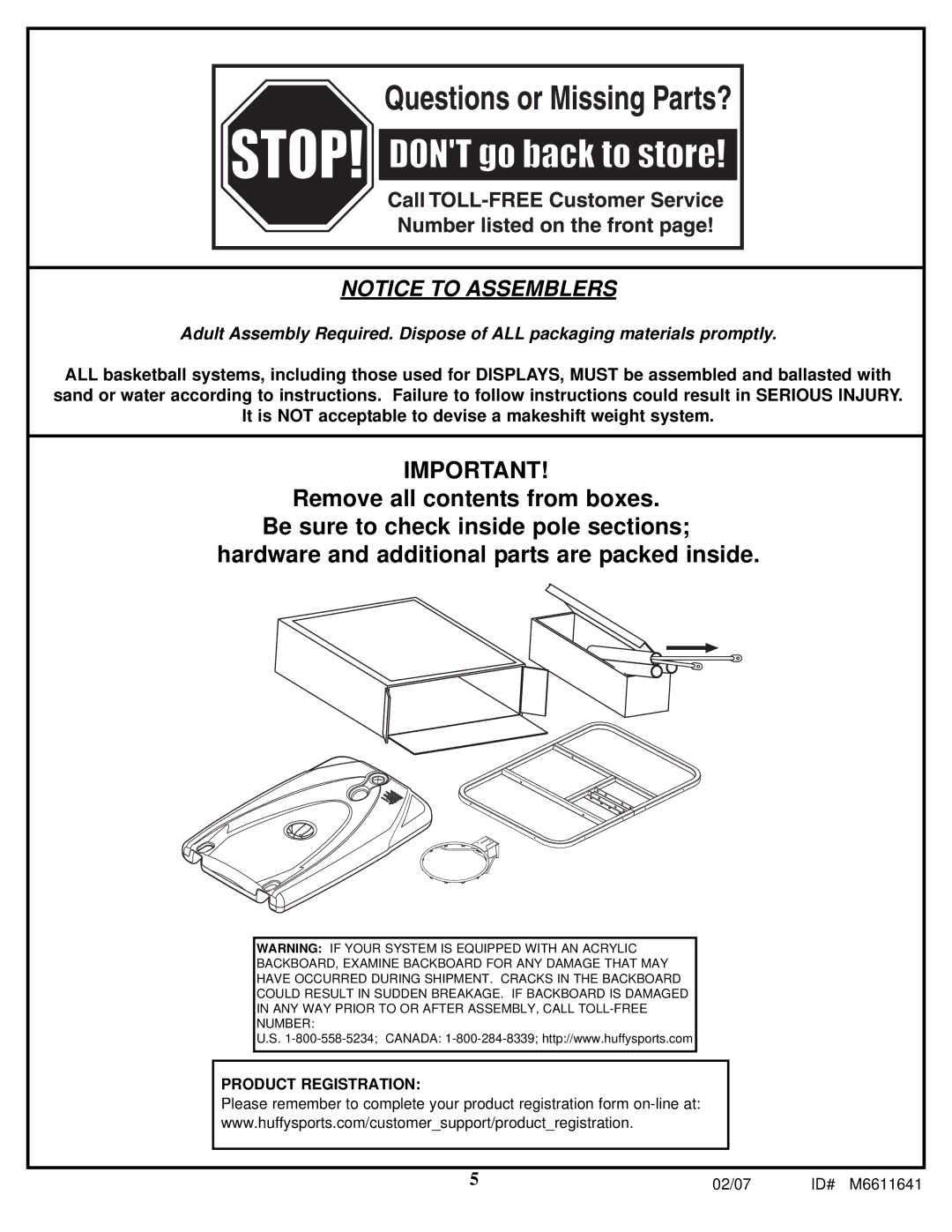 Huffy M6611641 manual Product Registration 