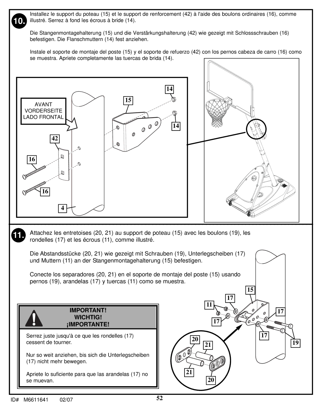 Huffy M6611641 manual Avant Vorderseite Lado Frontal 