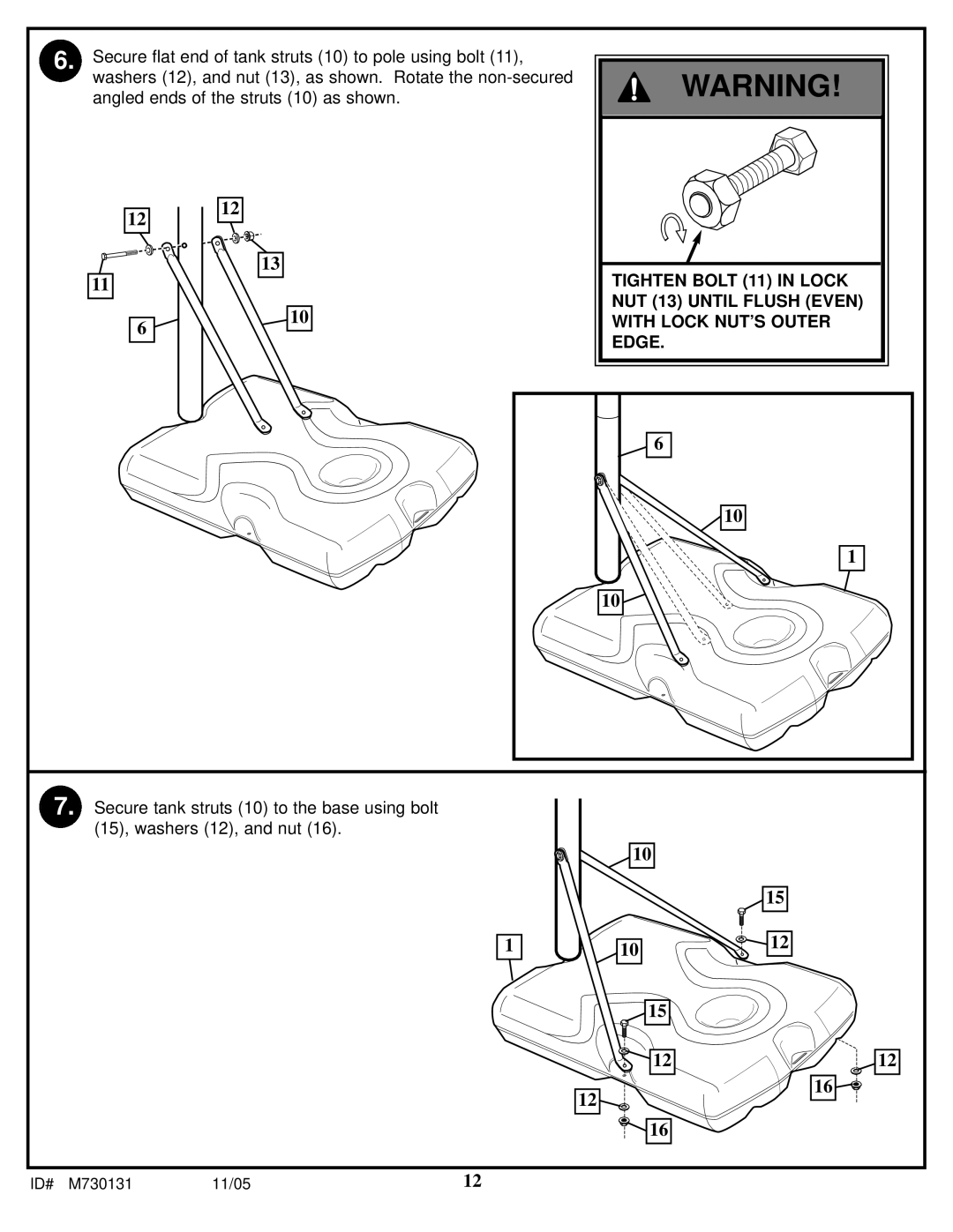 Huffy M730131 manual Tighten Bolt 11 in Lock 