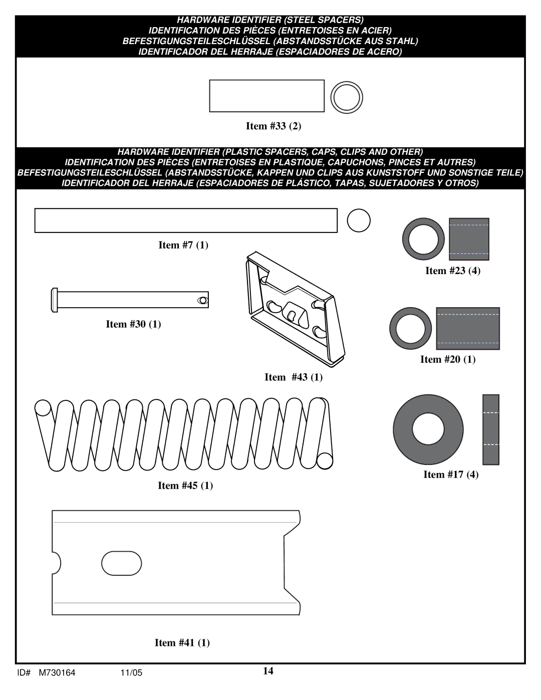 Huffy M730164 manual Item #33 