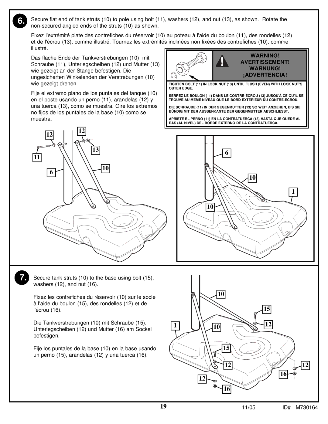 Huffy M730164 manual Avertissement, Muestra 