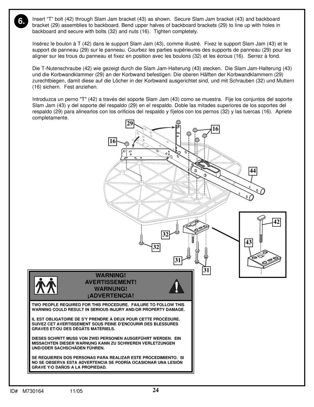 Huffy M730164 manual Avertissement Warnung ¡ADVERTENCIA 