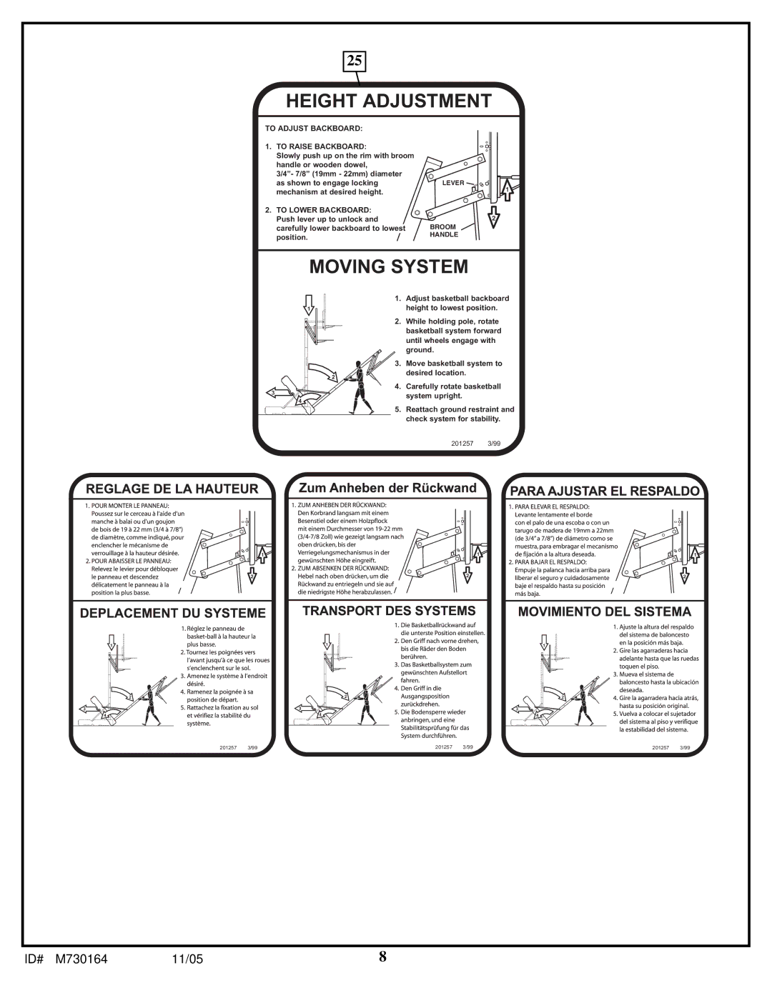 Huffy M730164 manual Height Adjustment 