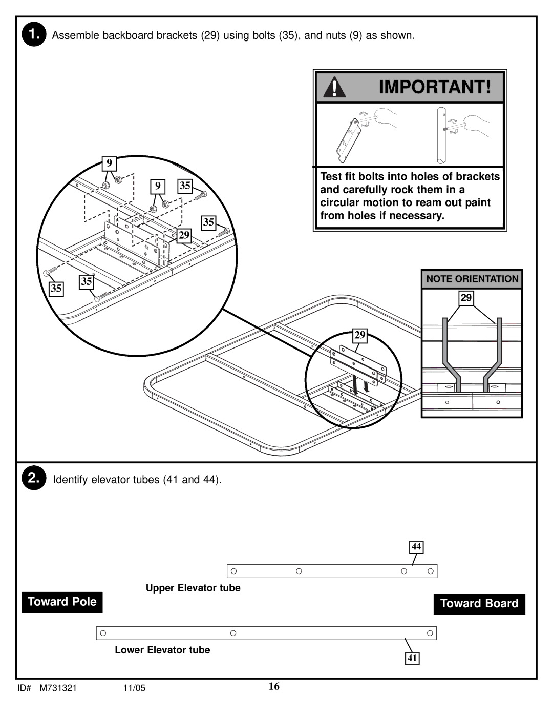 Huffy M731321 manual Toward Pole 