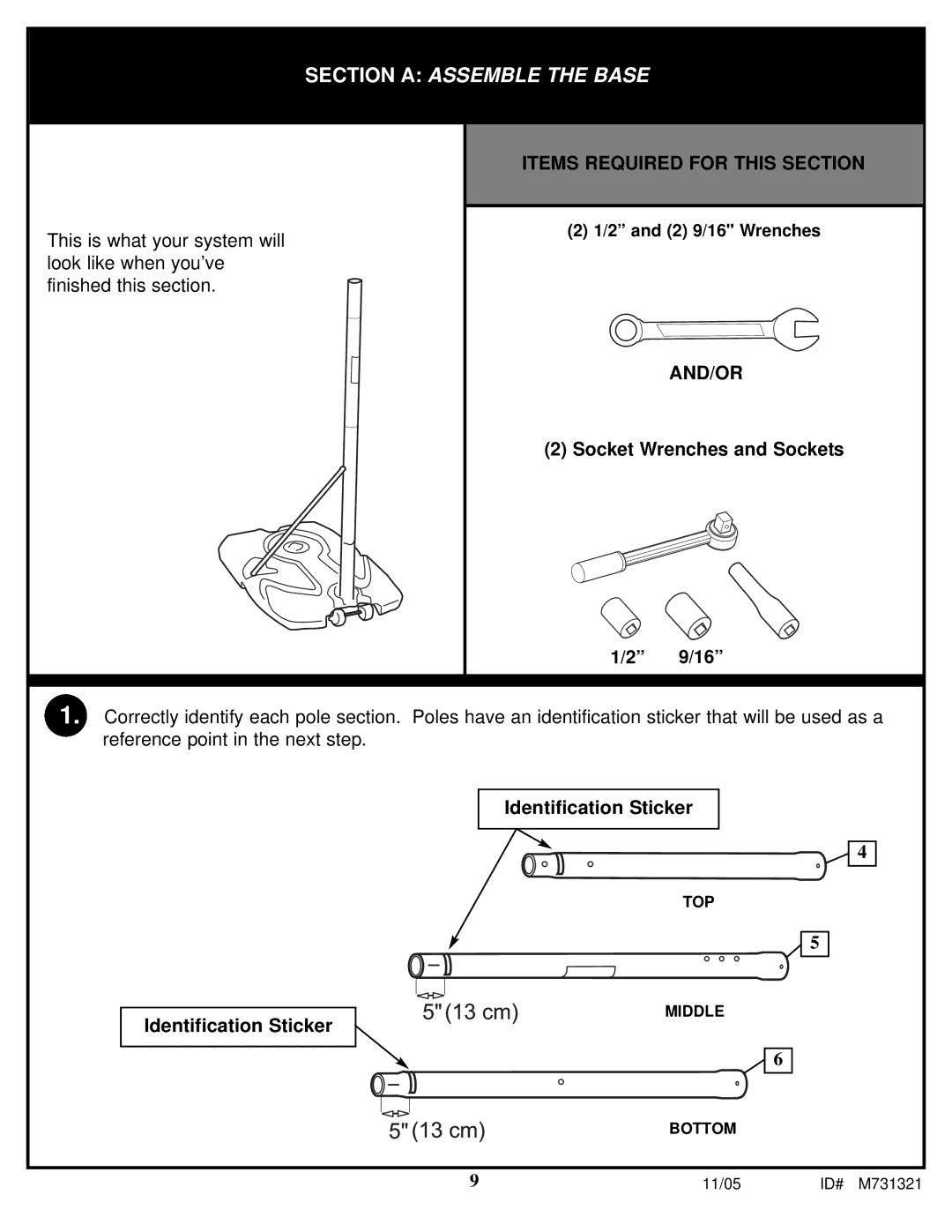 Huffy M731321 manual Section a Assemble the Base 