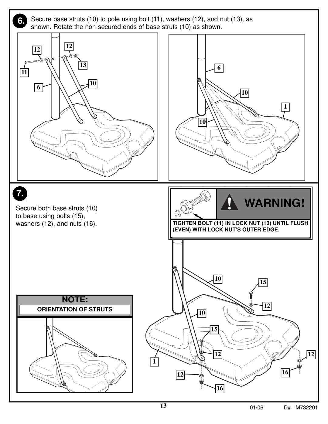 Huffy M732201 manual Orientation of Struts 