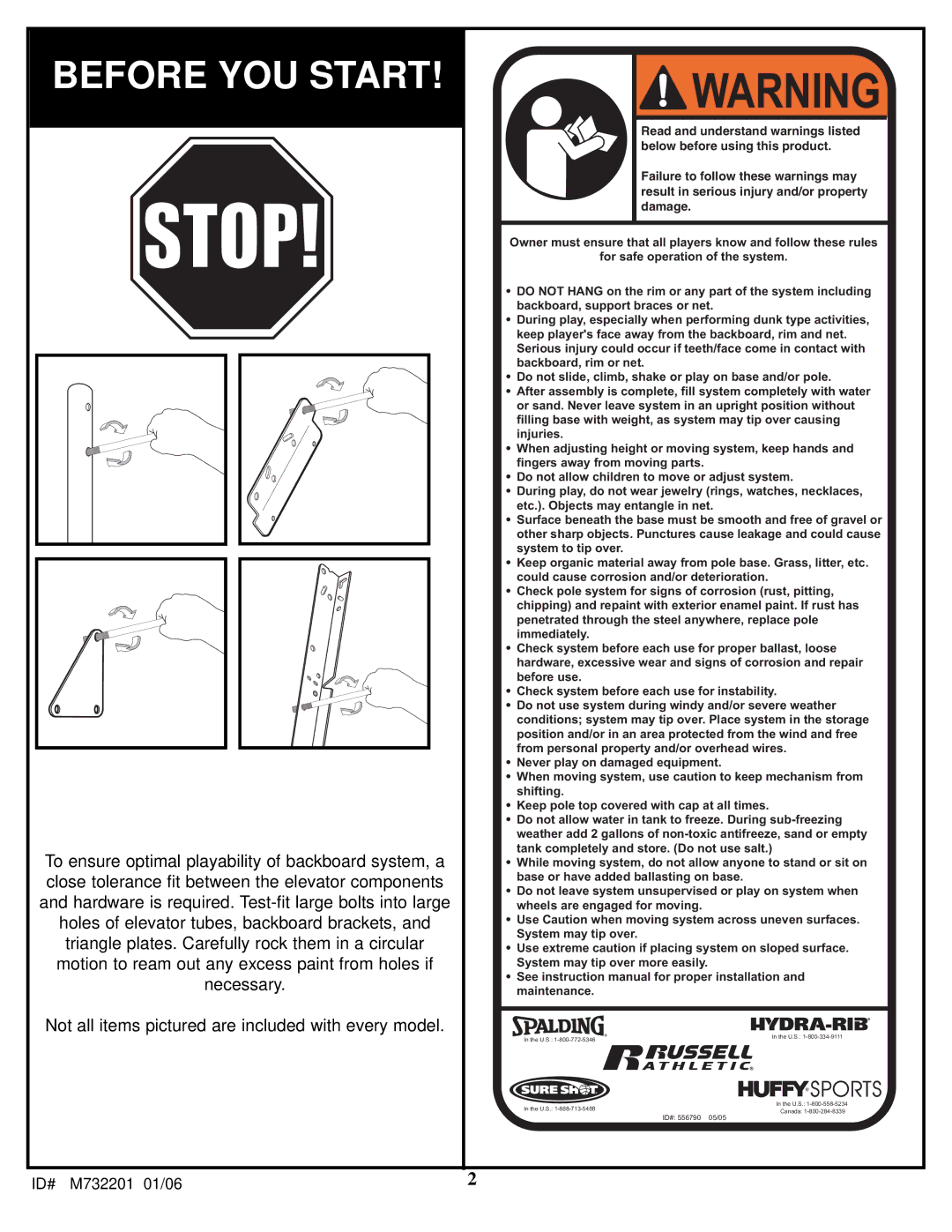 Huffy M732201 manual Before YOU Start 