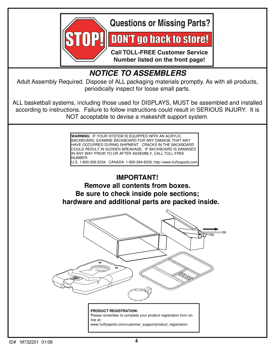 Huffy M732201 manual Product Registration 