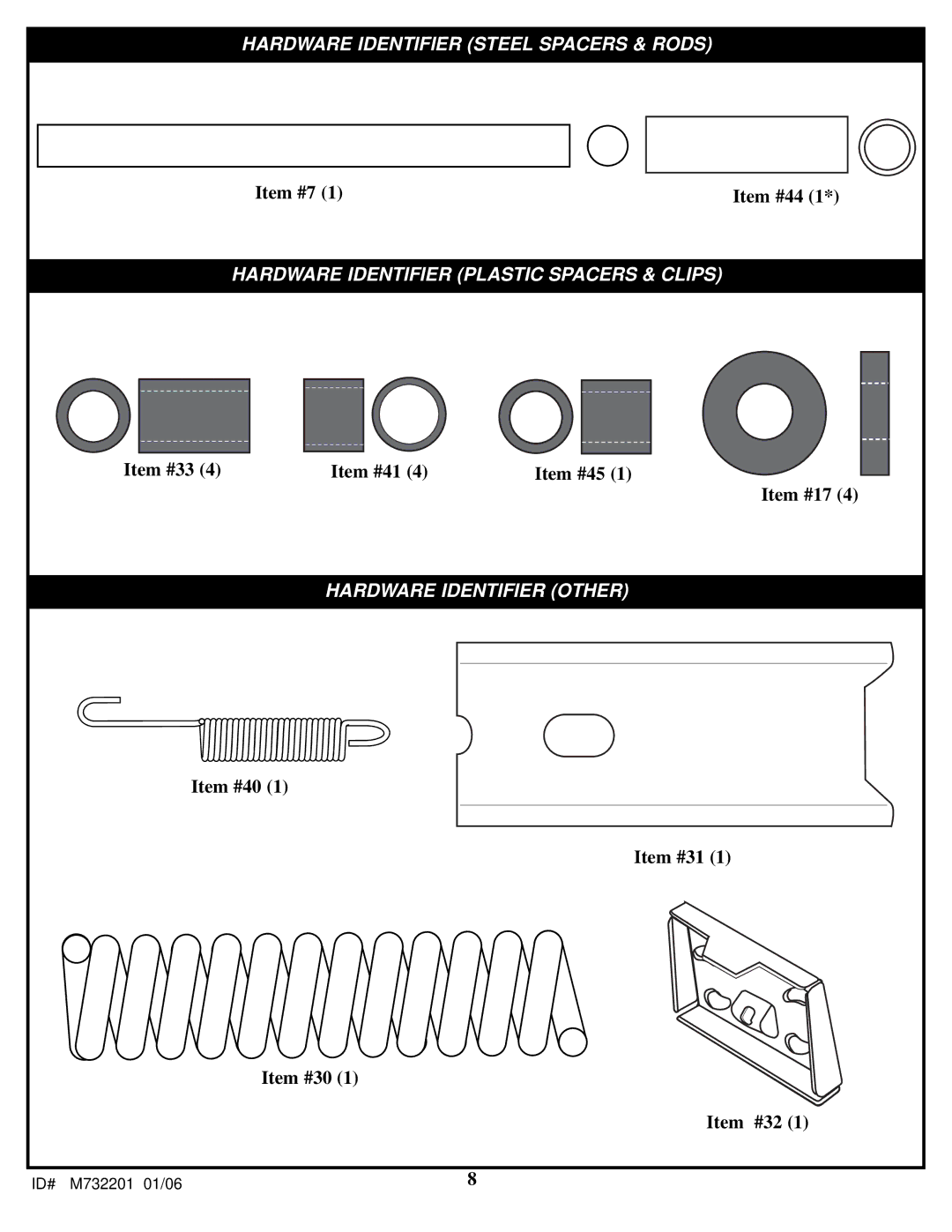 Huffy M732201 manual Item #7 Item #44 