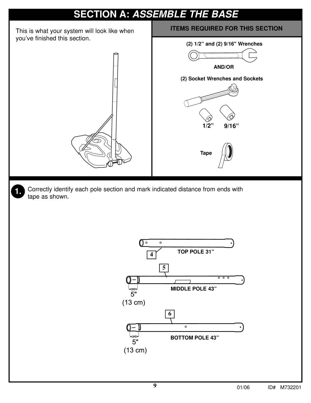 Huffy M732201 manual Section a Assemble the Base 