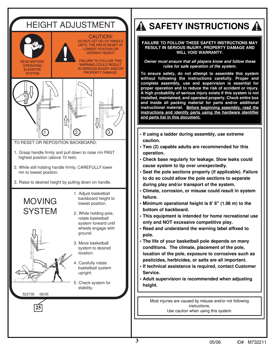 Huffy M732211 manual Moving 