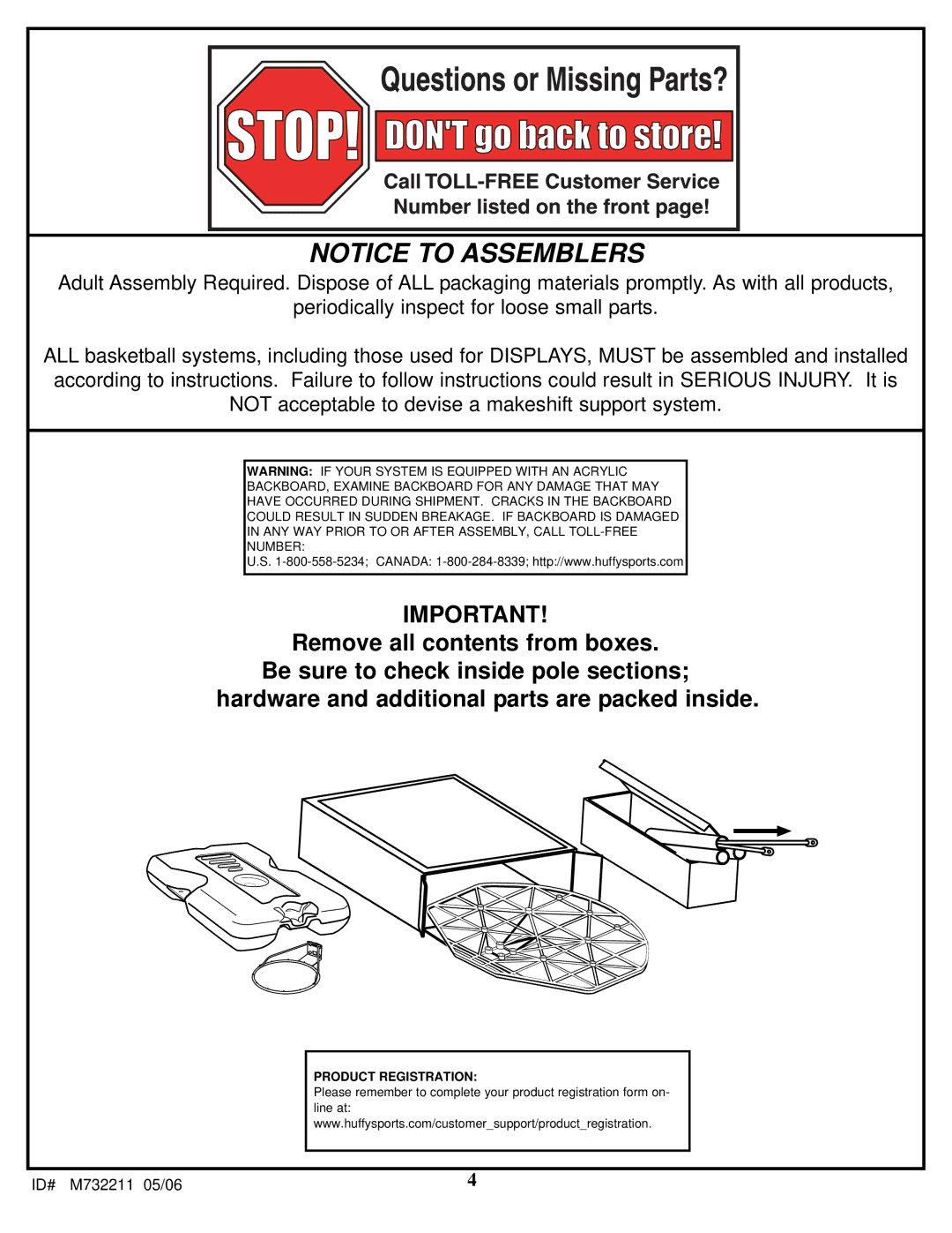 Huffy M732211 manual Product Registration 