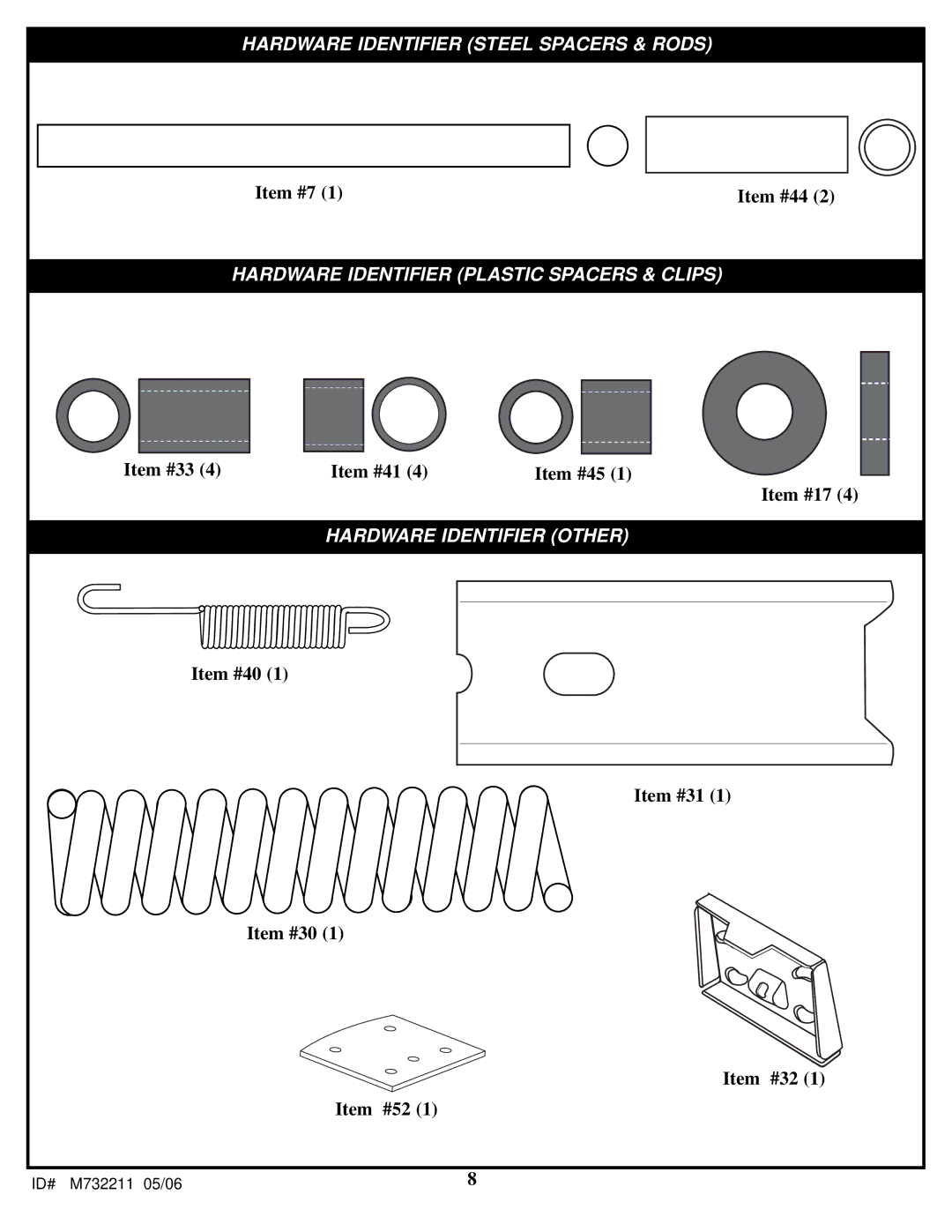 Huffy M732211 manual Item #7 Item #44 