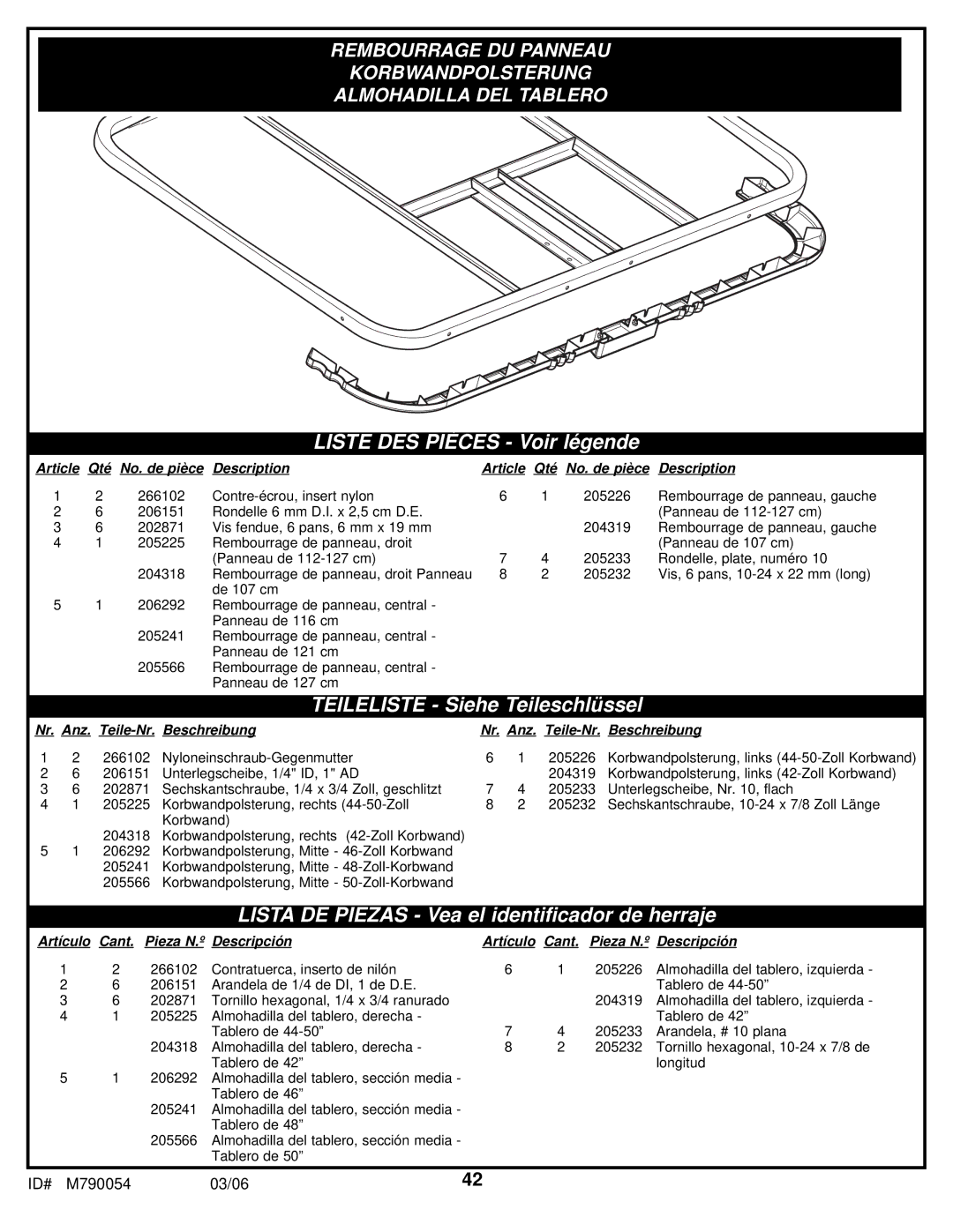 Huffy M790054 manual Liste DES Pièces Voir légende 