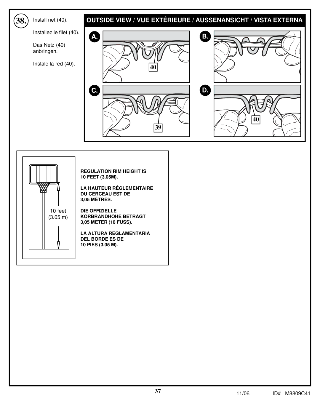 Huffy M8809C41 manual Feet 