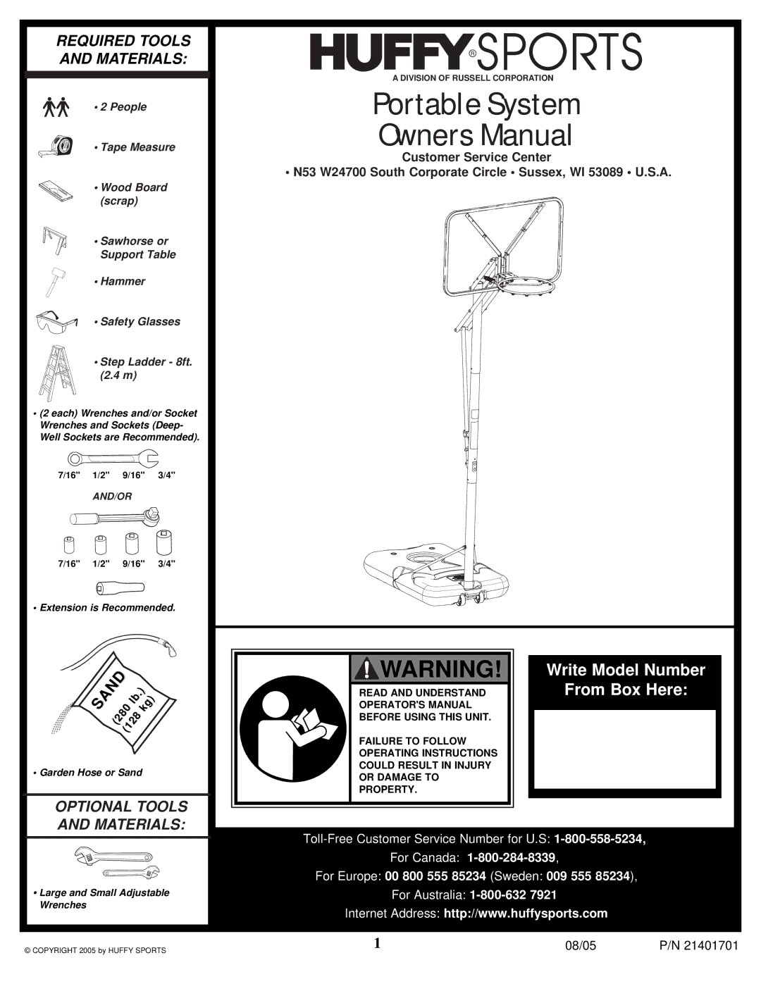 Huffy MA188 manual Portable System 