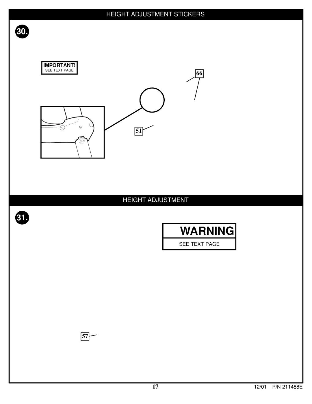 Huffy MCM108DB manual Height Adjustment Stickers 