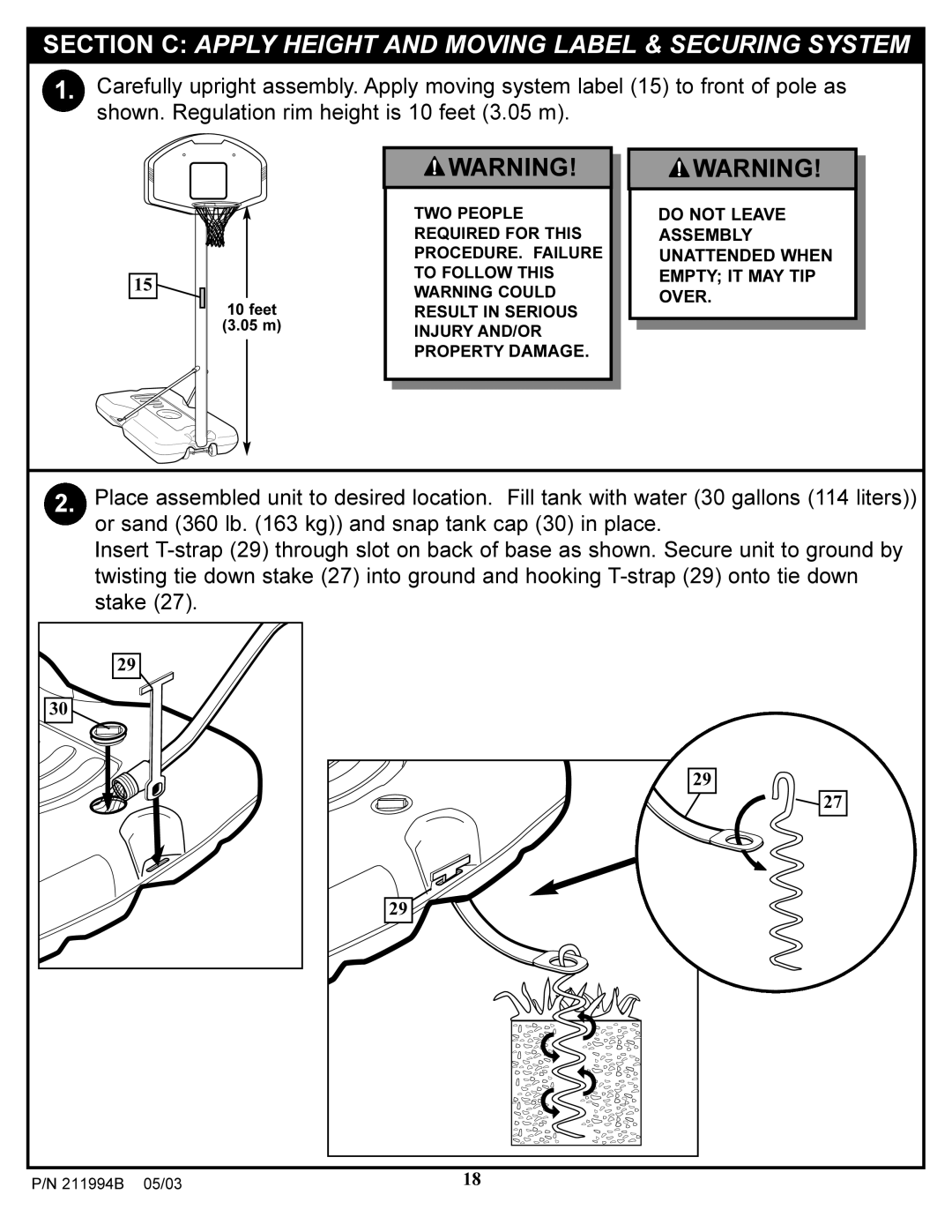 Huffy MQX-2150, MQX-2310 manual Section C Apply Height and Moving Label & Securing System 