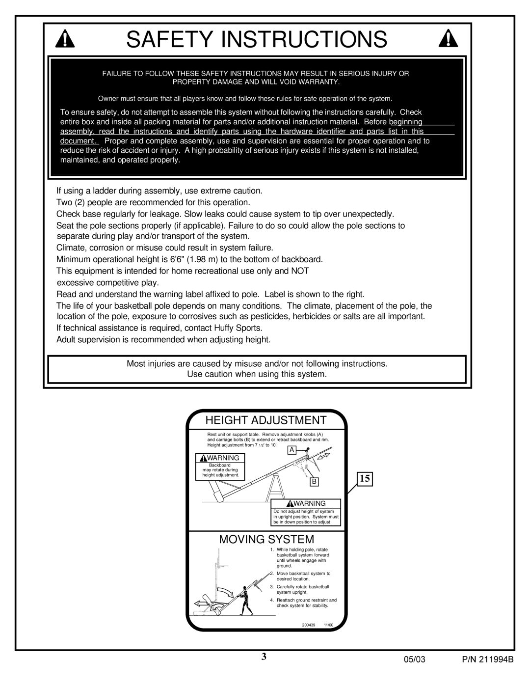 Huffy MQX-2310, MQX-2150 manual Safety Instructions 