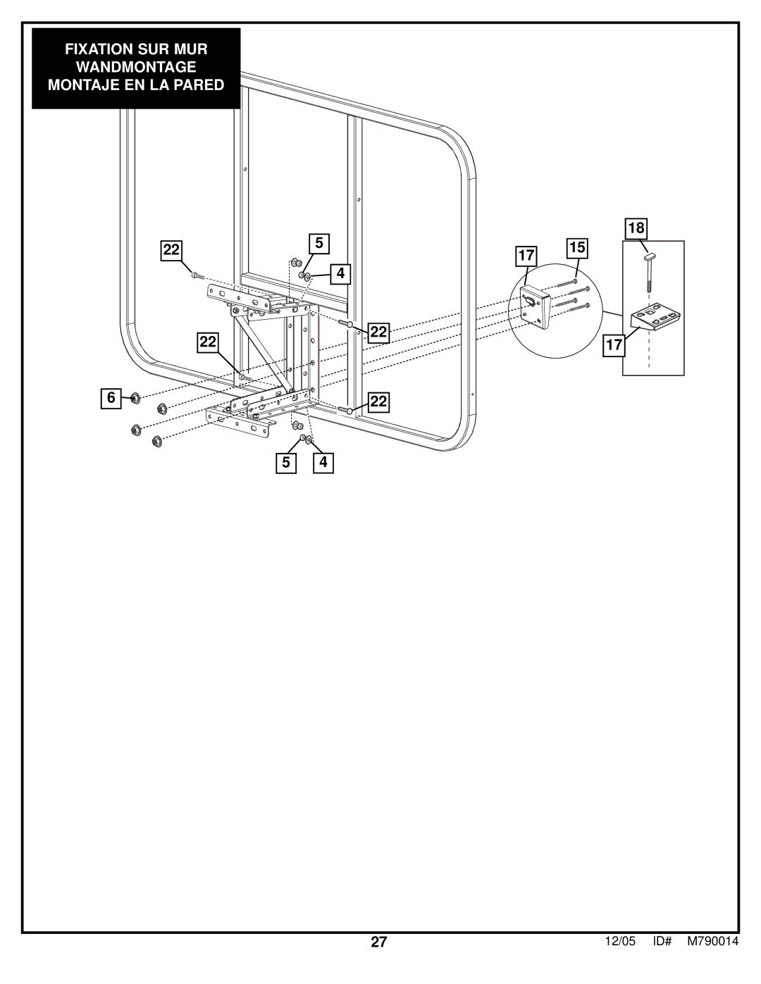 Huffy MX4006 manual Fixation SUR MUR 