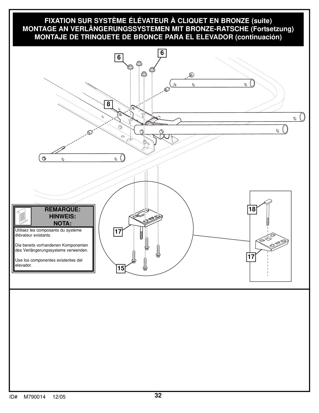 Huffy MX4006 manual Remarque Hinweis Nota 