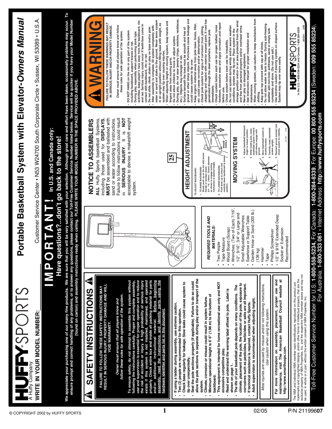 Huffy N1-107 manual Safety Instructions 