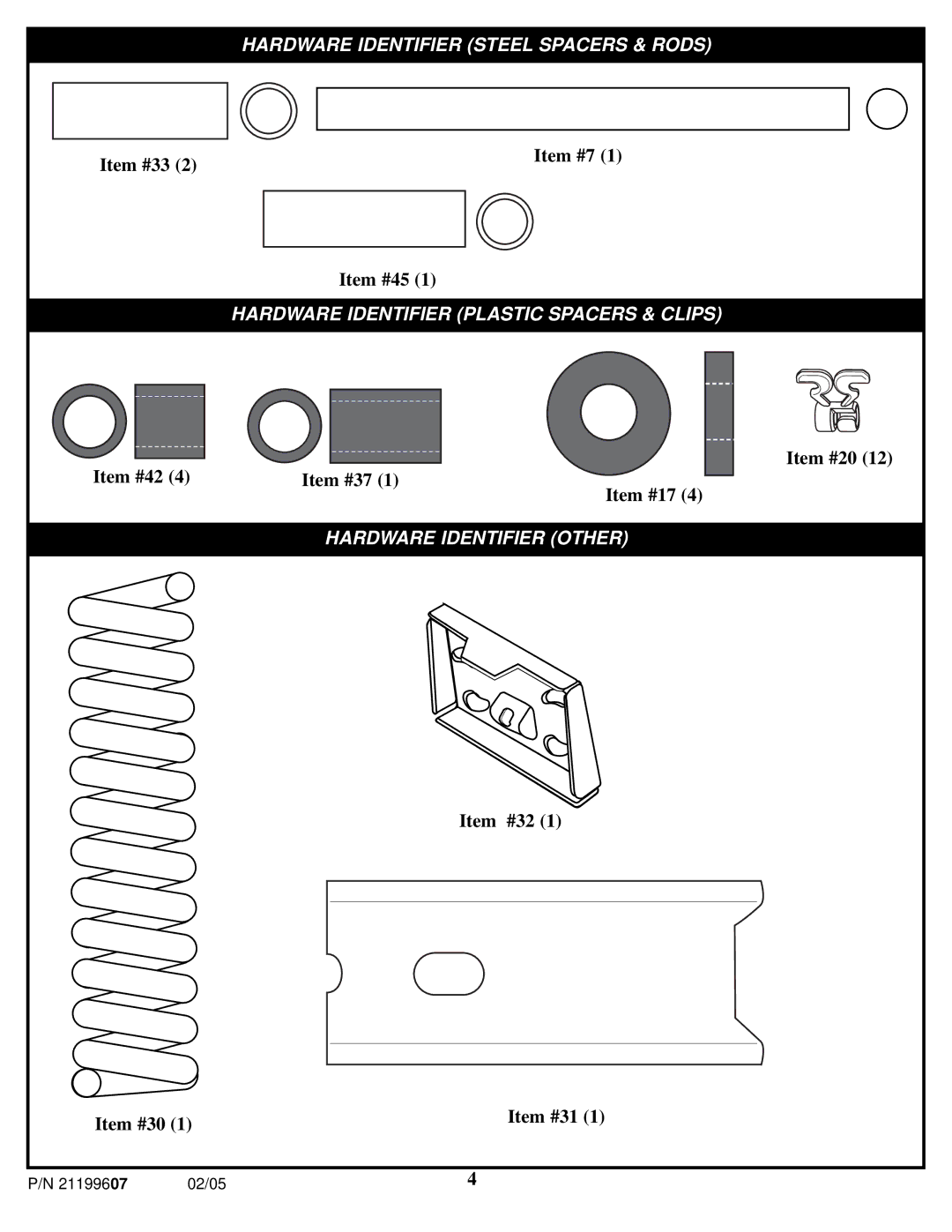 Huffy N1-107 manual Item #33 Item #7 Item #45 