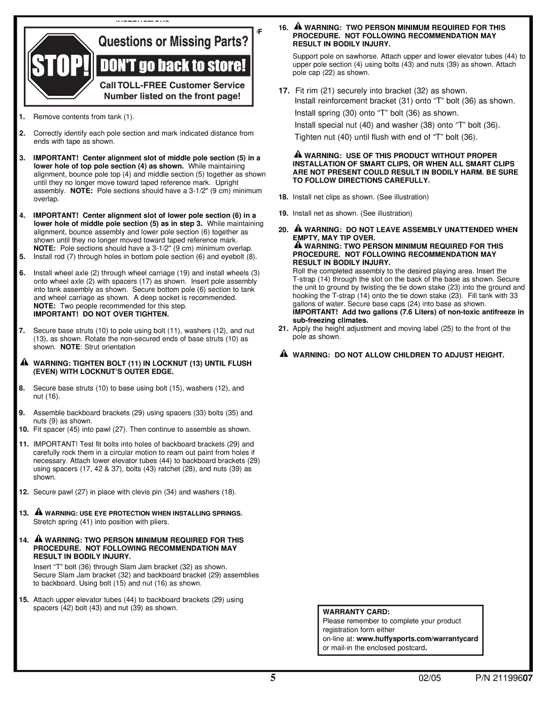 Huffy N1-107 manual Instructions 